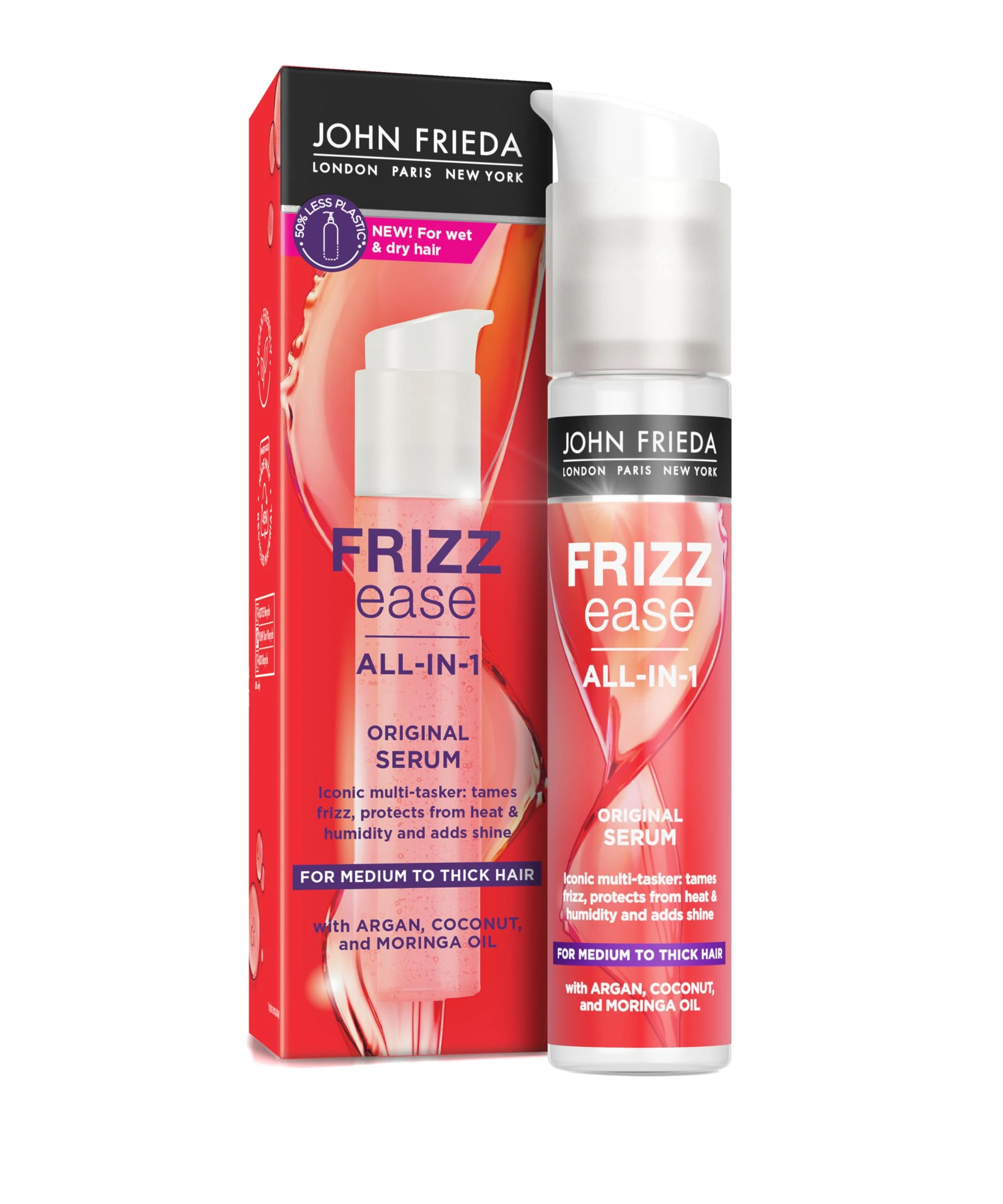 John Frieda Frizz Ease Original Serum 50ml, Hydrating Anti-Frizz Serum for Medium to Thick Hair