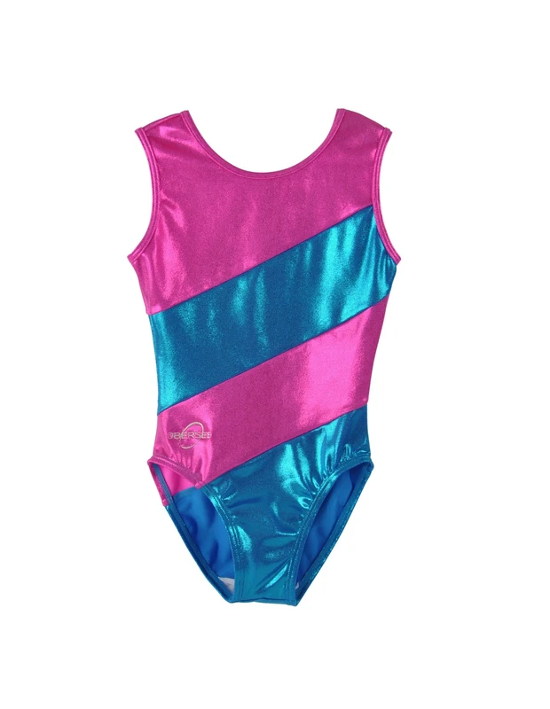 Obersee Girls Gymnastics Leotards One-Piece Athletic Activewear Girl's Dance Outfit Girls' & Women's Sizes - Pink Diagonal | CS Child (4-6 years) | O3GL008CS