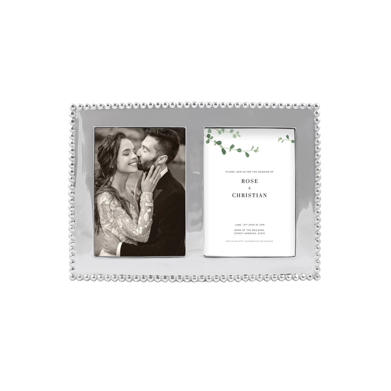 MARIPOSA Beaded Double Picture Frame, 5 by 7-Inch