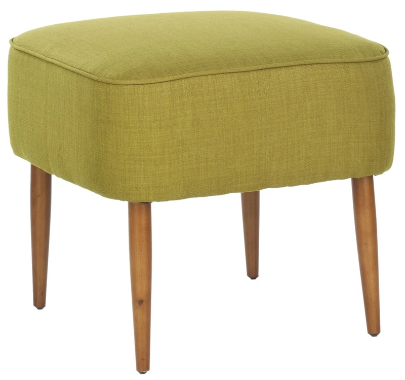 SAFAVIEH Upholstered Ottoman, in Green, 50 X 50 X 45