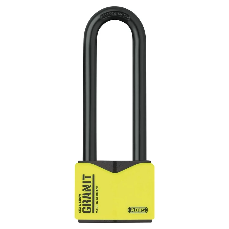 ABUS Granit Padlock 37/55HB100 with high Shackle - for Outdoor use - Made of Hardened Special Steel - ABUS Security Level 10 - Black/Yellow