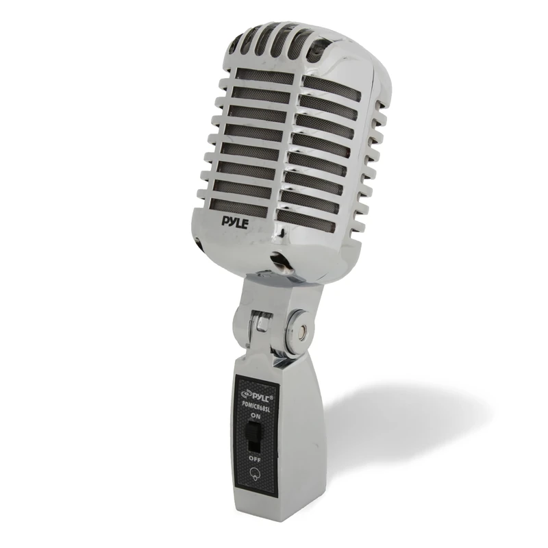 Pyle Retro Dynamic Microphone, Classic Vintage Style Vocal Microphones, Cardioid XLR Mic, Universal Stand Compatible, Wired Radio Mics, for Live Performance, Studio Recording, Podcast, Karaoke