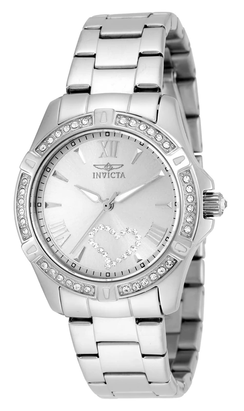 Invicta Angel 21383 Women's Watch - Waterproof - Analogue - Quartz Movement - stainless steel with Silver dial - 34mm