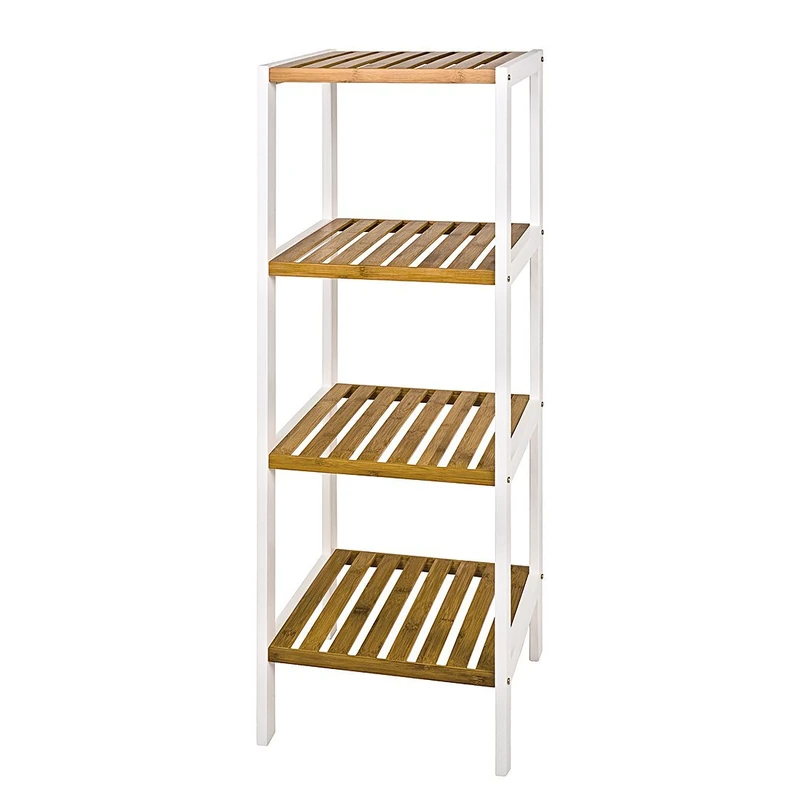 HAKU Möbel Rack Nature, White, Bamboo, Mdf - Size: W 35 cm X H 112 cm X D 33 cm, Style: Scandinavian
