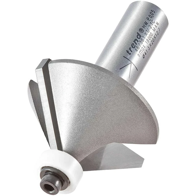 Trend Professional Guided Chamfer Cutter, 45-Degree, 1/2 Inch Shank, 41.3mm Cut Diameter & 20mm Cut Length, Tungsten Carbide Tipped, 46/361X1/2TC