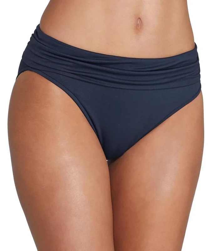 Seafolly Women's Roll Top Pant Plain Bikini Bottoms, Blue (Indigo), 10