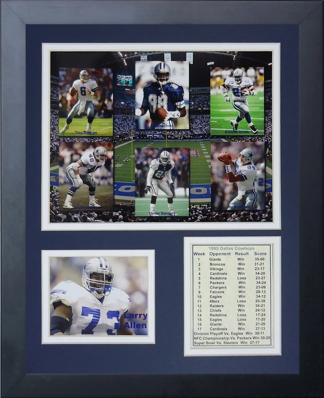 Legends Never Die Dallas Cowboys 1995 Super Bowl Champions Framed Photo Collage, 11x14-Inch