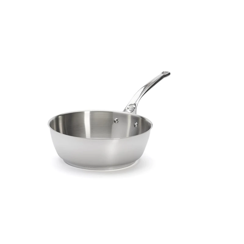 De Buyer Milady T-Shaft Frying Pan with Cast Stainless Steel Straight Edge, Silver, 24cm diameter