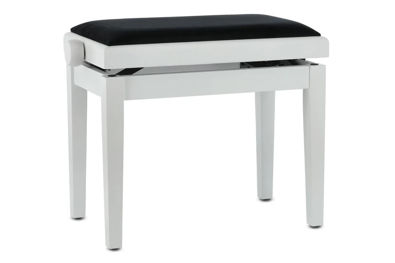 GEWA Piano Bench Deluxe, Solid Wood, Height Adjustable, Matte White