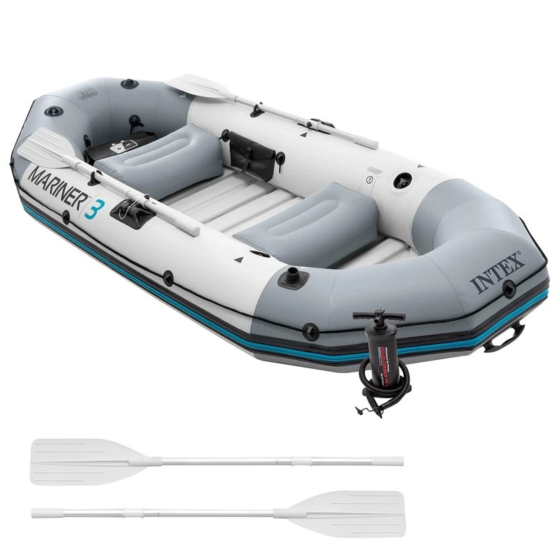 Intex 68373NP Mariner 3 Inflatable Dinghy 3 Man Boat with Aluminium Oars and Pump,Multicolor,297 cm x 127 cm x 46 cm - Image 1