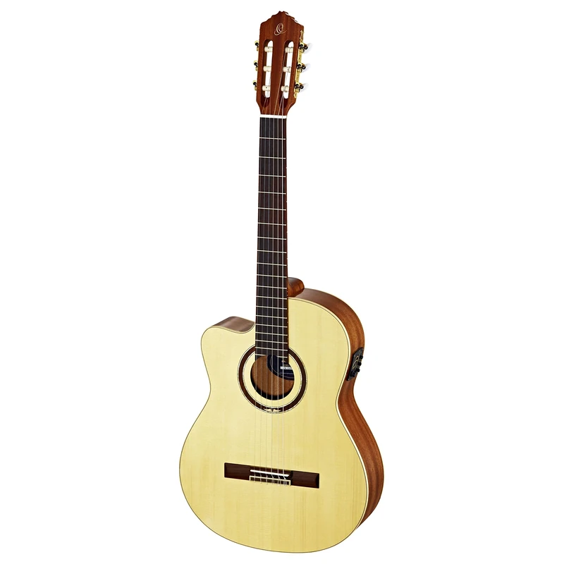 Ortega Guitars Classical Guitar Left-Handed – Electro-Acoustic, 4/4, Slim Neck – Performer Series – Including Gig Bag – Solid Sitka Spruce / Sapele, Natural (RCE138SN-L)