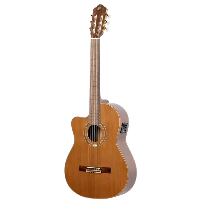 Ortega Guitars Classical Guitar Left-Handed – Electro-Acoustic, 4/4, Medium Neck – Performer Series – Including Gig Bag – Solid Cedar / Walnut, Gloss Natural (RCE159MN-L)