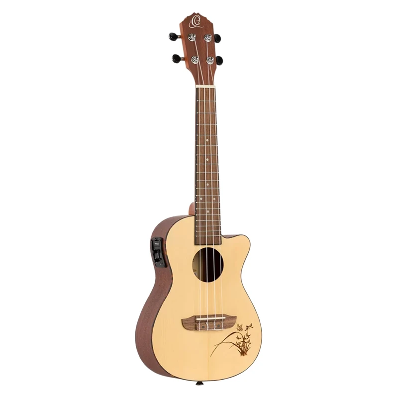 Ortega Guitars Concert Ukulele Electro-Acoustic – Bonfire Series – with Cutaway – Spruce, Sapele, Natural (RU5CE)