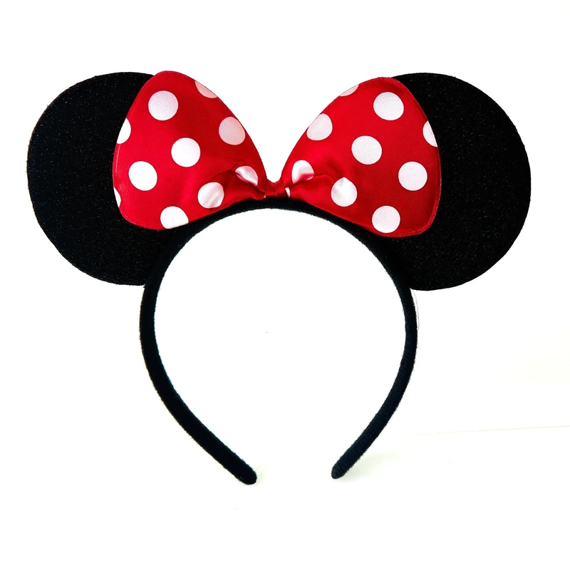 DangerousFX Black With Red Bow & White Polka Dot Minnie Mouse Disney Fancy Dress Ears Head Band