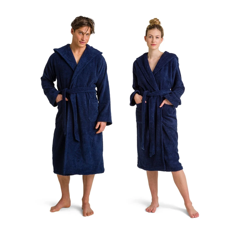 Möve Superwuschel hooded bathrobe in size XL made of 100% cotton, deep sea