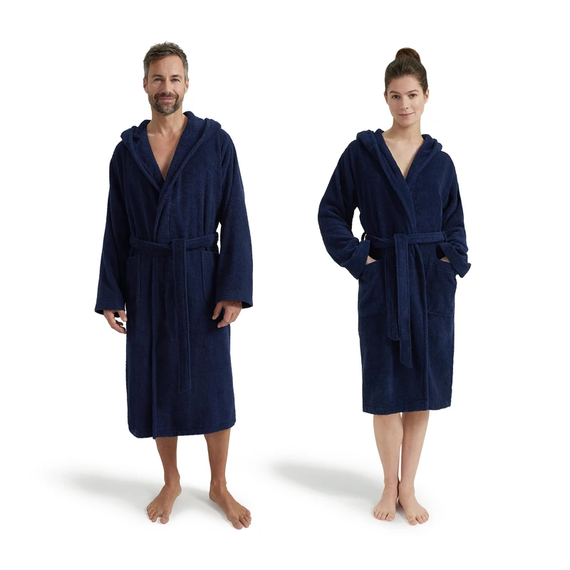 Möve Superwuschel hooded bathrobe in size S made of 100% cotton, deep sea