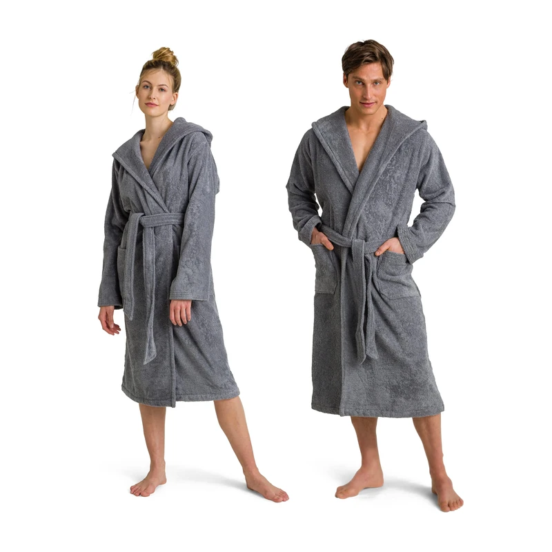 Möve Superwuschel hooded bathrobe in size S made of 100% cotton, stone