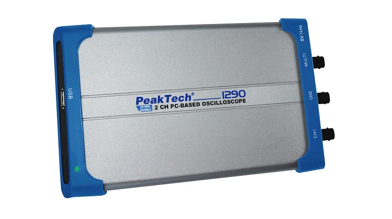 PeakTech 1290-2-channel PC Oscilloscope (25 MHz) with USB and LAN, PC software, DSO, Portable, Digital Memory (10 MiB/Ch), 20 Automatic Measurement Modes, Real-time Data Transmittor - For Windows