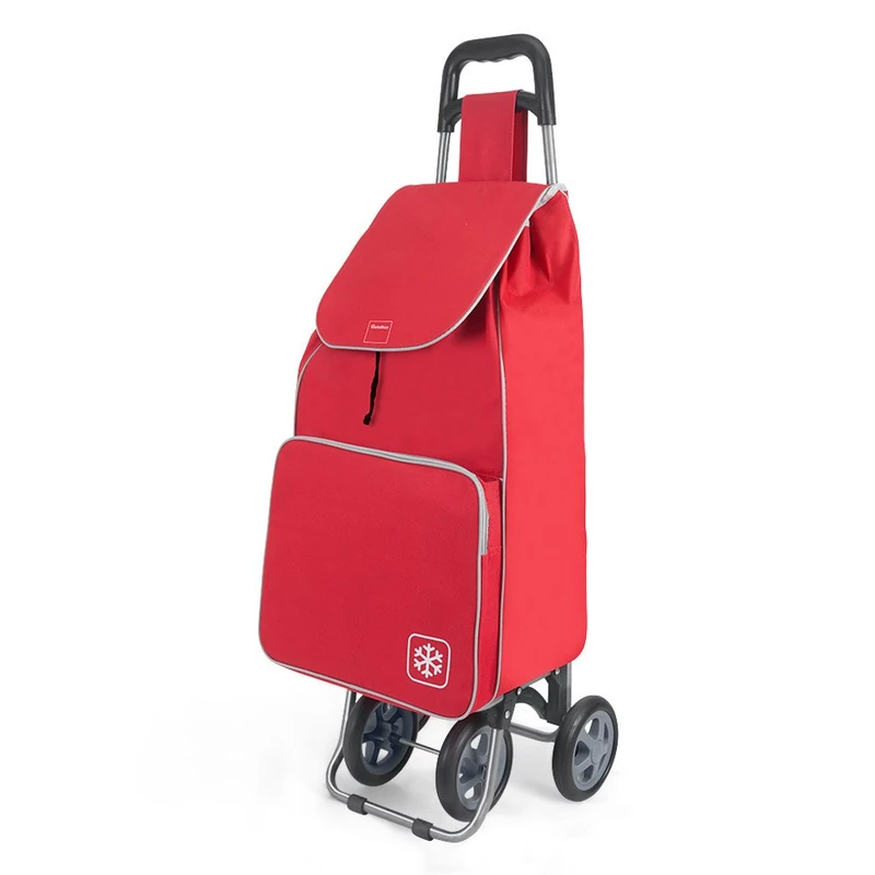 Metaltex Aloe Shopping Trolley with 4 Wheels, Metal, 120 x 60 x 6 cm 120x60x6 cm red - Image 1