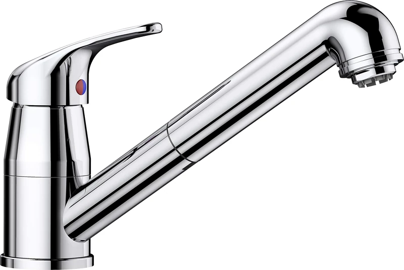 BLANCO DARAS-S – Low-Pressure Kitchen Tap – Compact Entry-Level Model in Classic Design with Pull-out Spray – Chrome – 519724