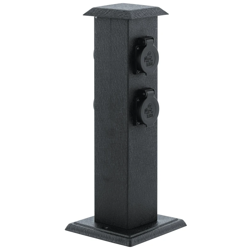 Eglo Outdoor Accessories Socket Column, Garden Socket, 4 sockets, Material: Steel and Plastic, Colour: Black, IP44