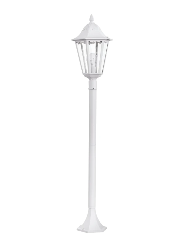 Eglo Navedo Outdoor Lamppost, Victorian Style Lighting, White Cast Aluminium and Glass Electric Garden and Driveway Light, Lantern, E27 Socket, 47 inches, IP44