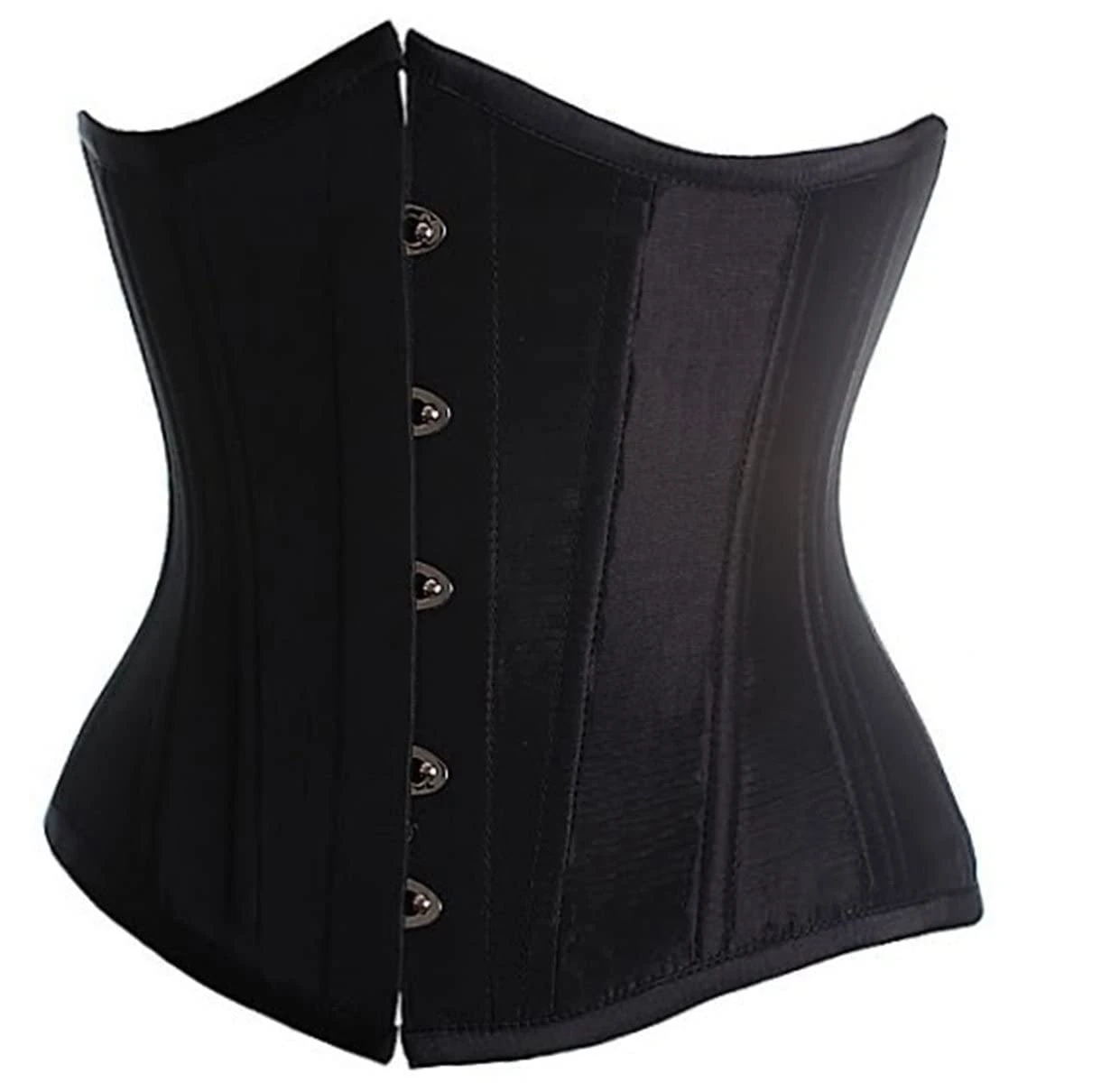 SZIVYSHI Women'S Underbust Satin Lace Up Waist Cincher Corset Shaper Bustier Top - Black - Size S