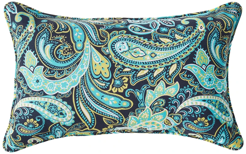 Pillow Perfect Outdoor Pretty Paisley Rectangular Throw Pillow, Navy, Set of 2