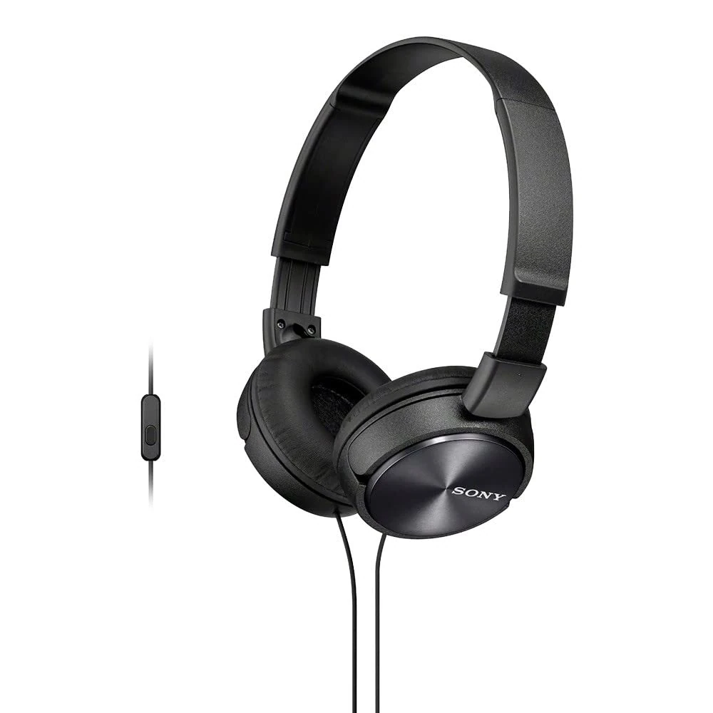 Sony MDR-ZX310AP On-Ear Overhead Wired Headphones with Microphone, Swivel Fold, 3.5mm Headphone Jack - Metallic Black