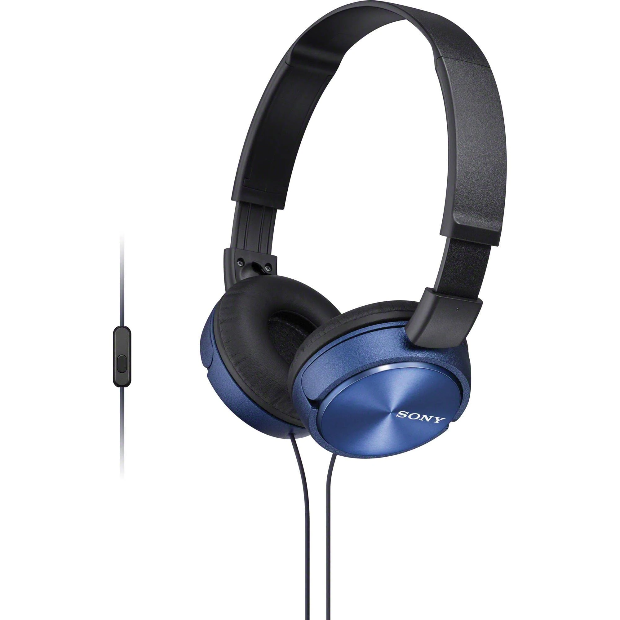 Sony MDR-ZX310AP On-Ear Overhead Wired Headphones with Microphone, Swivel Fold, 3.5mm Headphone Jack - Metallic Blue