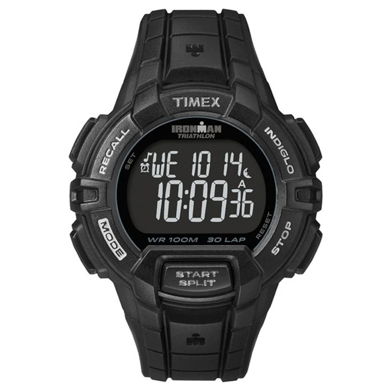Timex Unisex Quartz Watch with Black Dial Digital Display and Black Resin Strap T5K793
