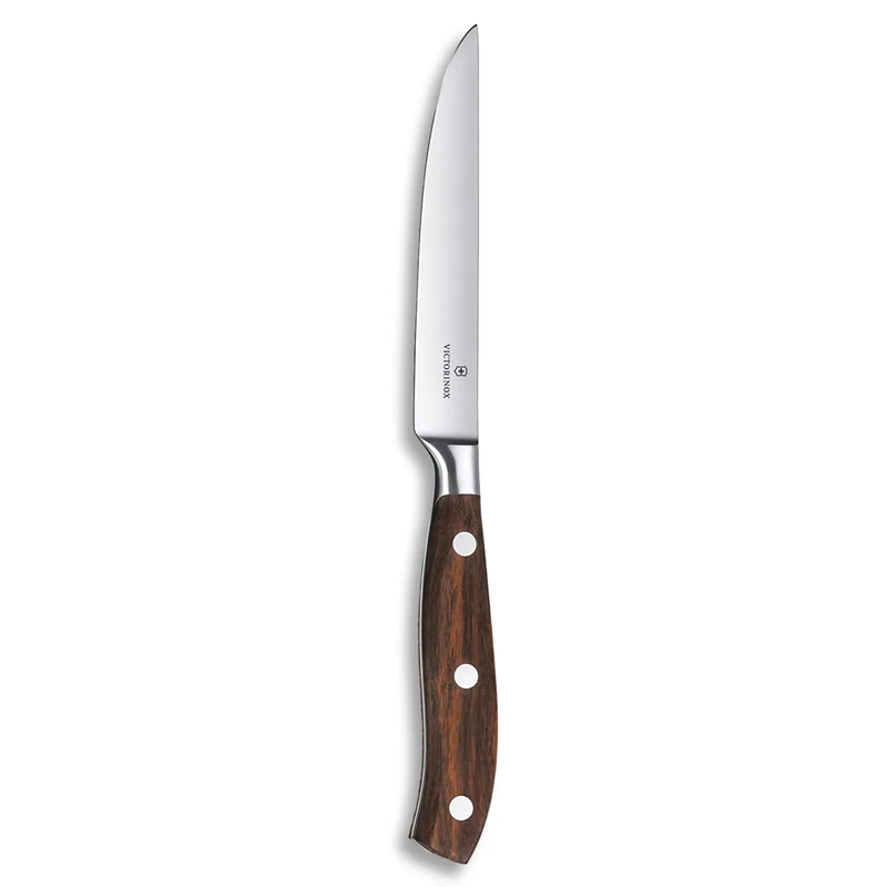 Victorinox Grand Maître, Profi Steak Knife, Extra Sharp Blade, Straight Edge, 12 cm, Noble Wooden Handle, Stainless Steel, Brown