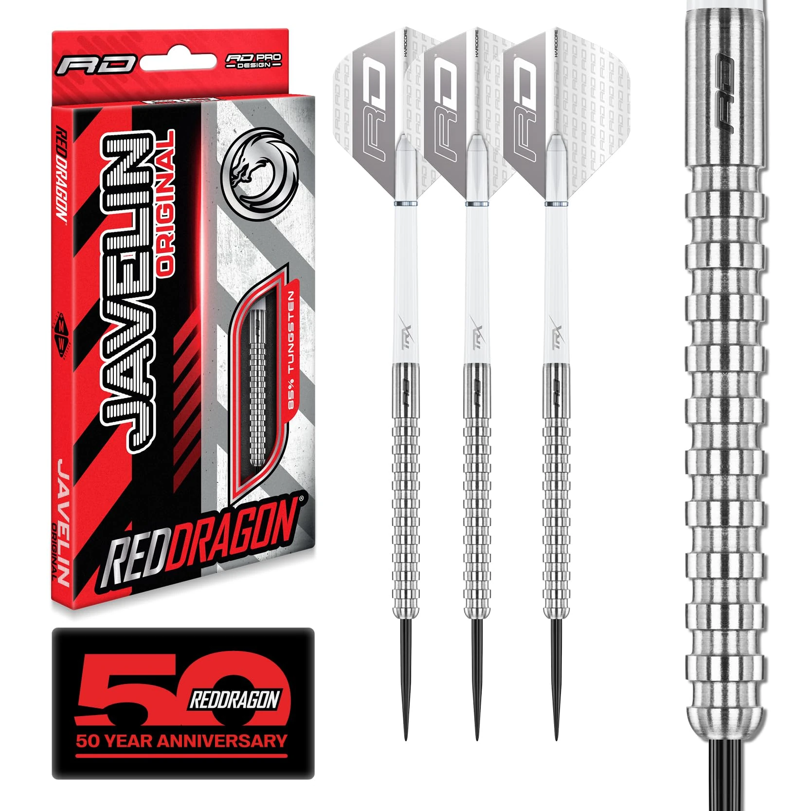 RED DRAGON Javelin Original 24g Tungsten Darts Set with Dart Flights and Dart Shafts (Stems)