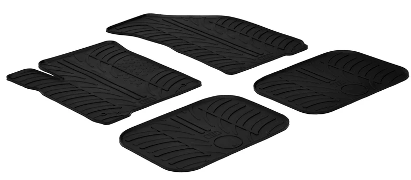 Set of Rubber Mats Compatible with Fiat Freemont 2012 Onwards (T Profile 4 Pieces + Mounting Clips)