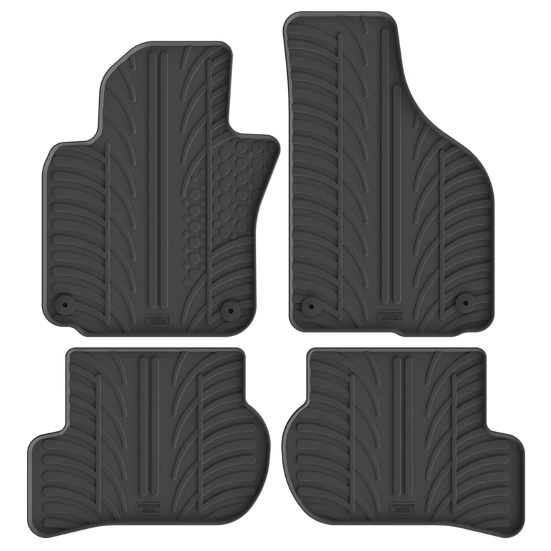 Gledring Rubber car mats set LHD compatible with Volkswagen Golf V 2003-2008 / Jetta 2005-2011 / Golf VI 2008-2013 / Scirocco 2008- (T profile 4-pieces + round/oval mounting clips)