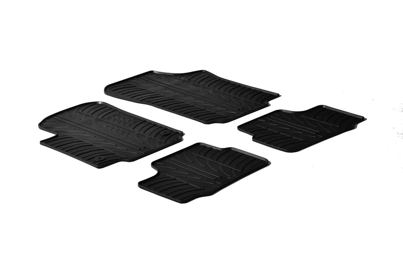 Gledring Rubber car mats set LHD compatible with Volkswagen Up / Skoda Citigo / Seat Mii 2012- excl. Electric (T profile 4-pieces + mounting clips)