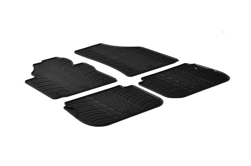Gledring Rubber car mats set LHD compatible with Volkswagen Caddy 2004-2015 & 2015-2020 (G profile 4-pieces + mounting clips)