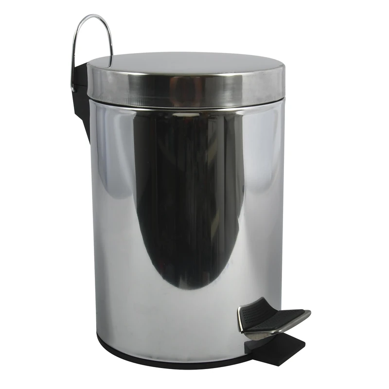 MSV Shiny Stainless Steel Pedal Bin, Silver, 12 Litre