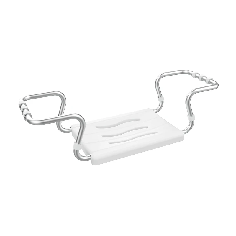 MSV Plastic Plus Aluminium Bathtub Seat, White 55/70 x 18.7 x 26.1 cm