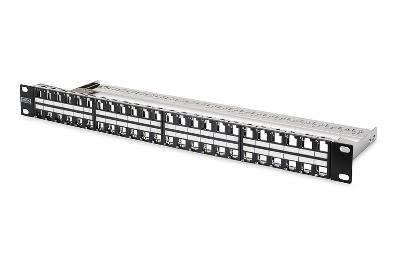 Digitus patch panel - Modular - For Keystone modules - 19-inch - 48-port - Shielded - Rack mount 1U - Black