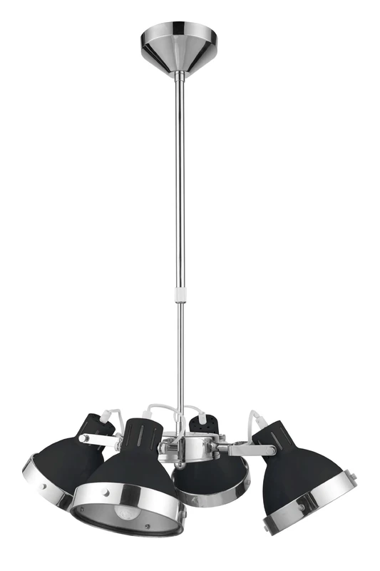 Premier Housewares E14 Edison Screw 4 Light Chrome Ceiling Pendant, 40 W - Black