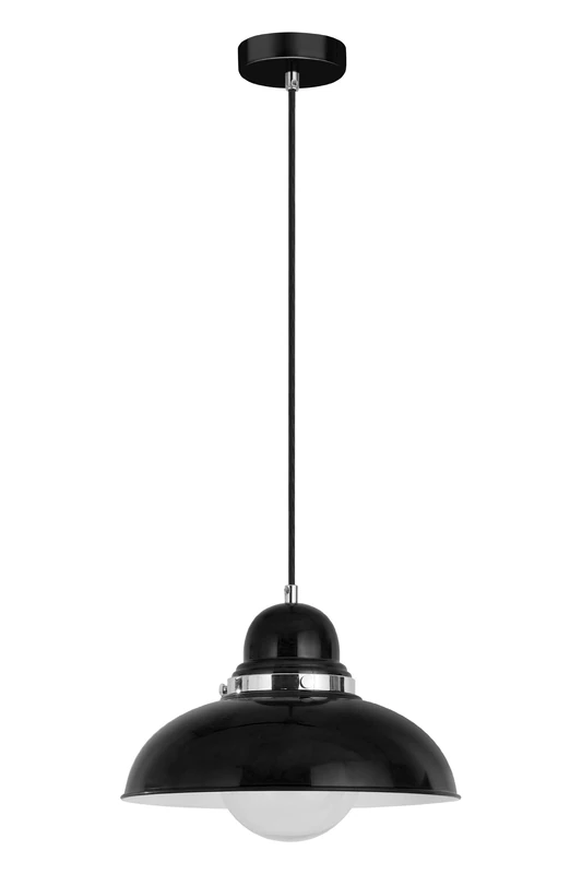 Premier Housewares E27 Edison Screw Chrome Ceiling Pendant - Black