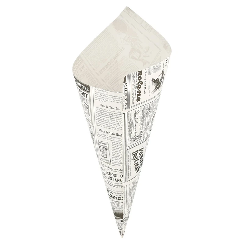 Paper Cones 400 G "Times" 70 Gsm 34X24 Cm White Greaseproof Parch. - 250 Units