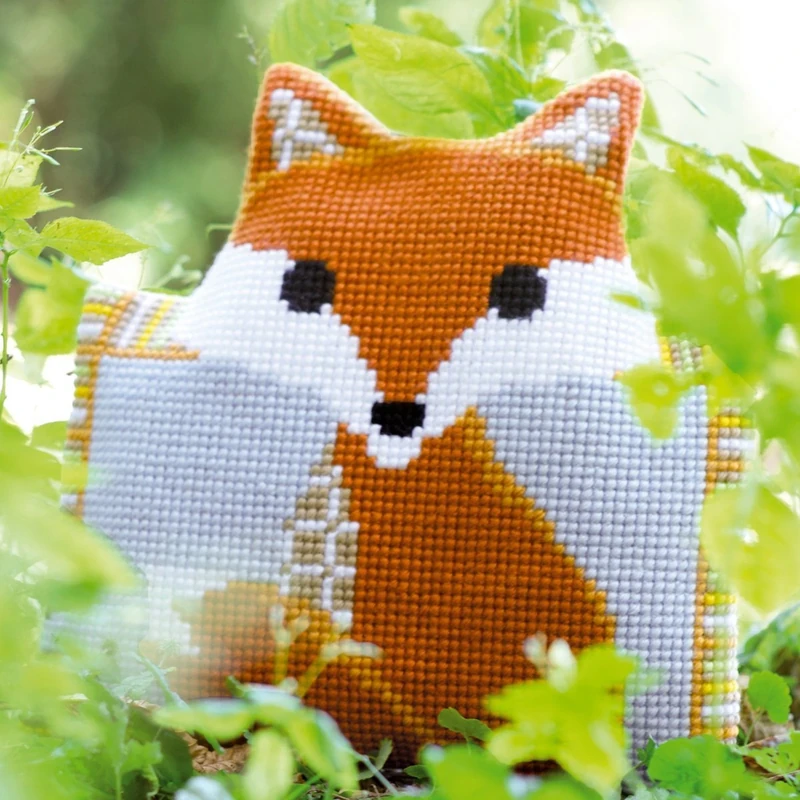 Vervaco Fox Shaped Cross Stitch Cushion, Multi-Colour