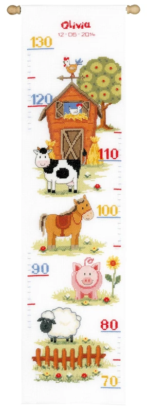 Vervaco Height Chart At The Farm II Counted Cross Stitch, Multi-Colour