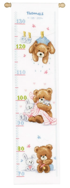 Vervaco Height Chart Lovely Bears Counted Cross Stitch, Multi-Colour