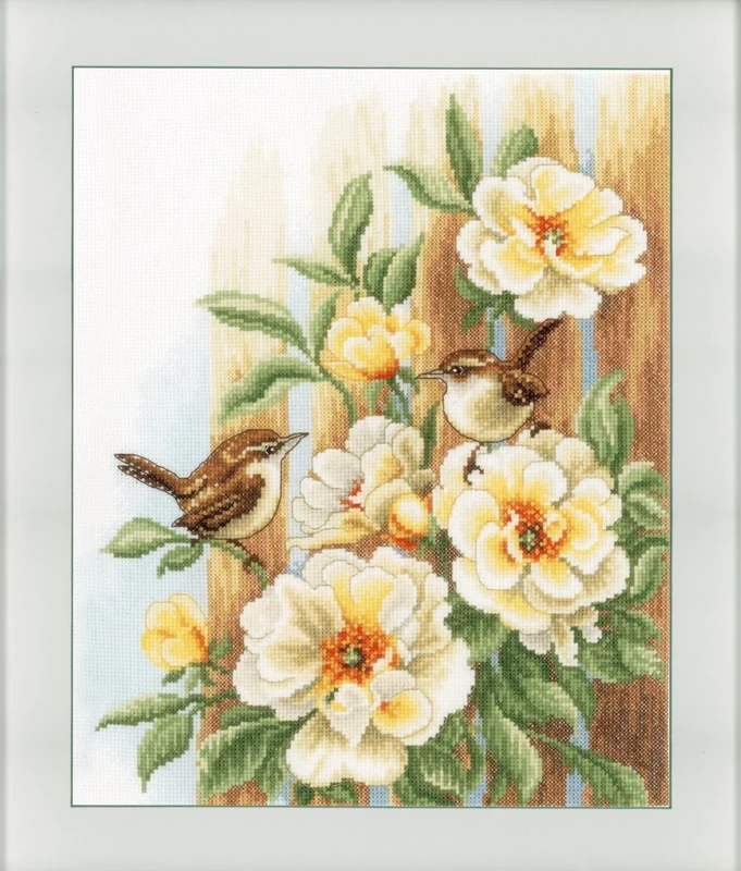 Vervaco Wrens on Roses Counted Cross Stitch, Multi-Colour