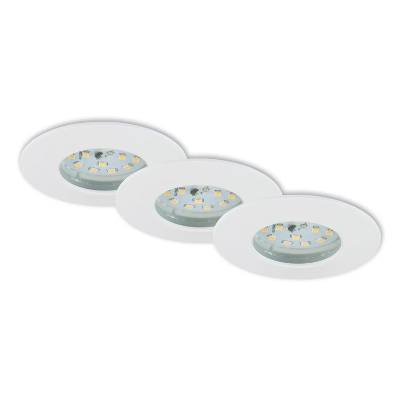 BRILONER Leuchten – Recessed LED Downlight, Set of 3, Ceiling Light, 5 Watt, 400 Lumens, 3,000 Kelvin, IP44, White, 75x28mm (DxH)