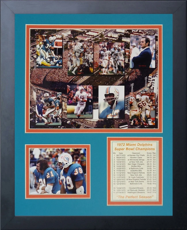 Legends Never Die 1972 Miami Dolphins Mosaic Framed Photo Collage, 11x14-Inch