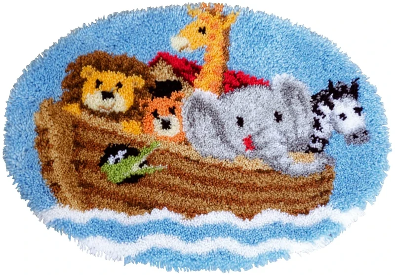 Vervaco Noah's Ark Latch Hook Shaped Rug Kit, Multi-Colour